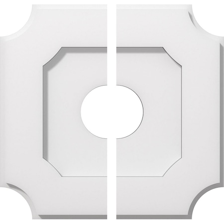 Ekena Millwork Locke Architectural Grade PVC Contemporary Ceiling Medallion, Two Piece, 12"OD x 3"ID x 7"C x 1"P CMP12LE2-03000